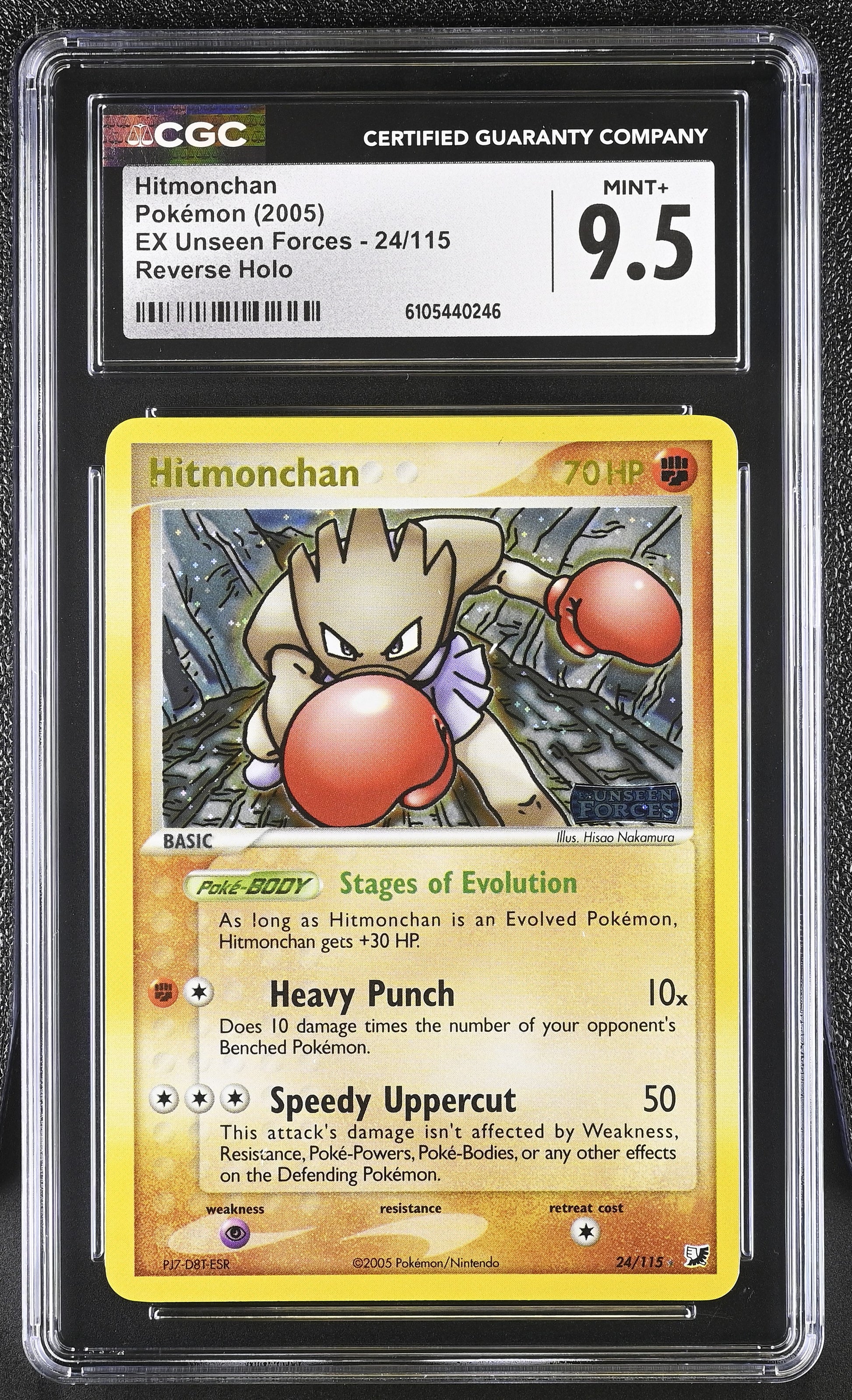 Hitmonchan 24/115 Reverse Holo EX Unseen Forces Pokemon CGC 9.5 Mint+