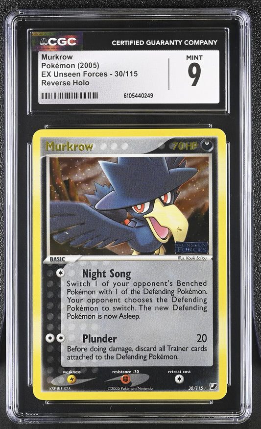 Murkrow 30/115 Reverse Holo EX Unseen Forces Pokemon CGC 9 Mint