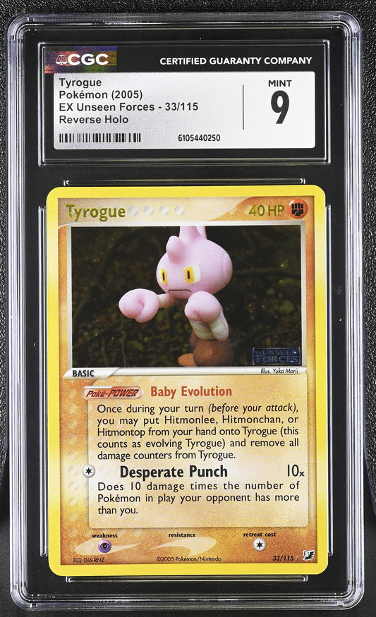 Tyrogue 33/115 Reverse Holo EX Unseen Forces Pokemon CGC 9 Mint