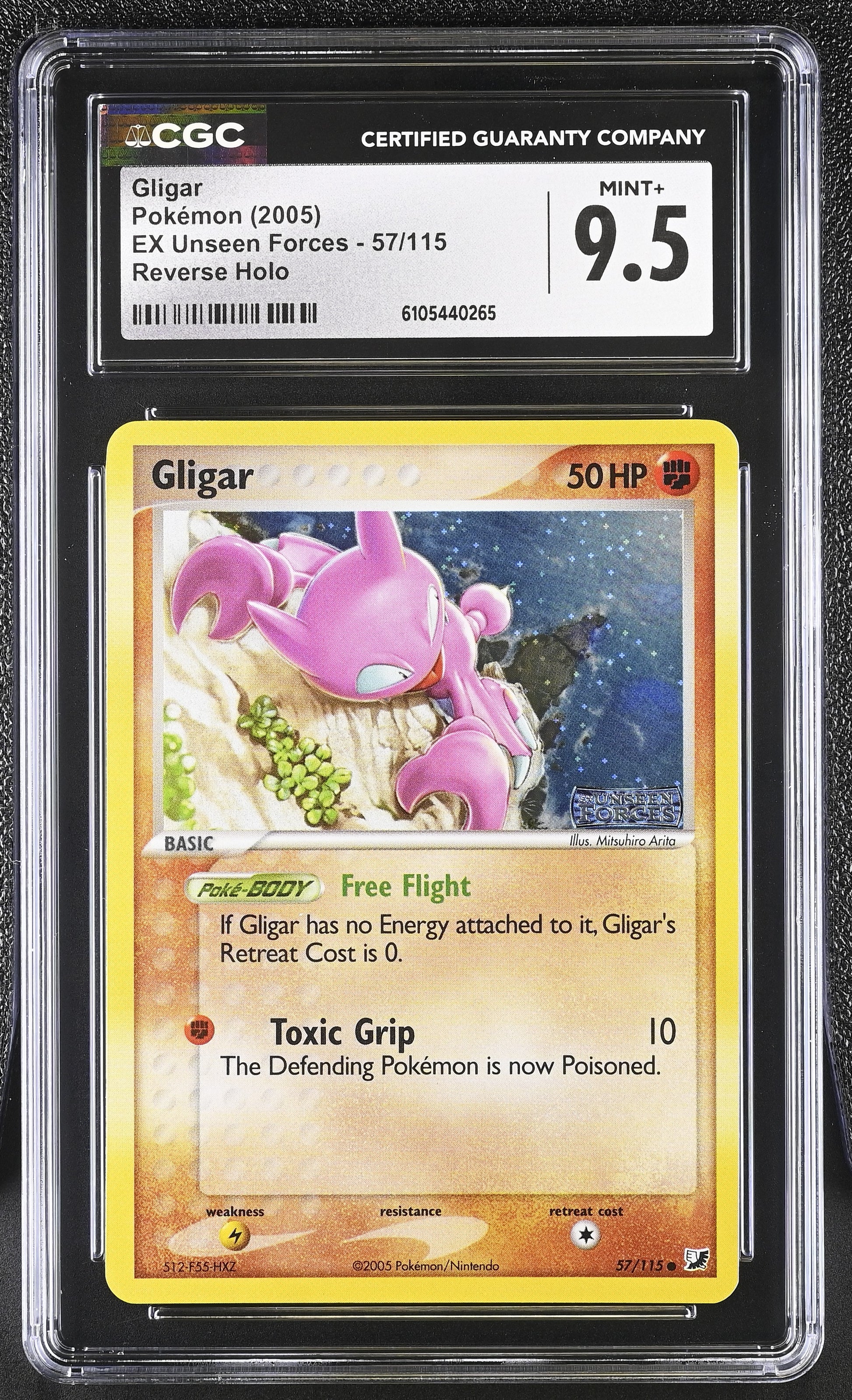 Gligar 57/115 Reverse Holo EX Unseen Forces Pokemon CGC 9.5 Mint+