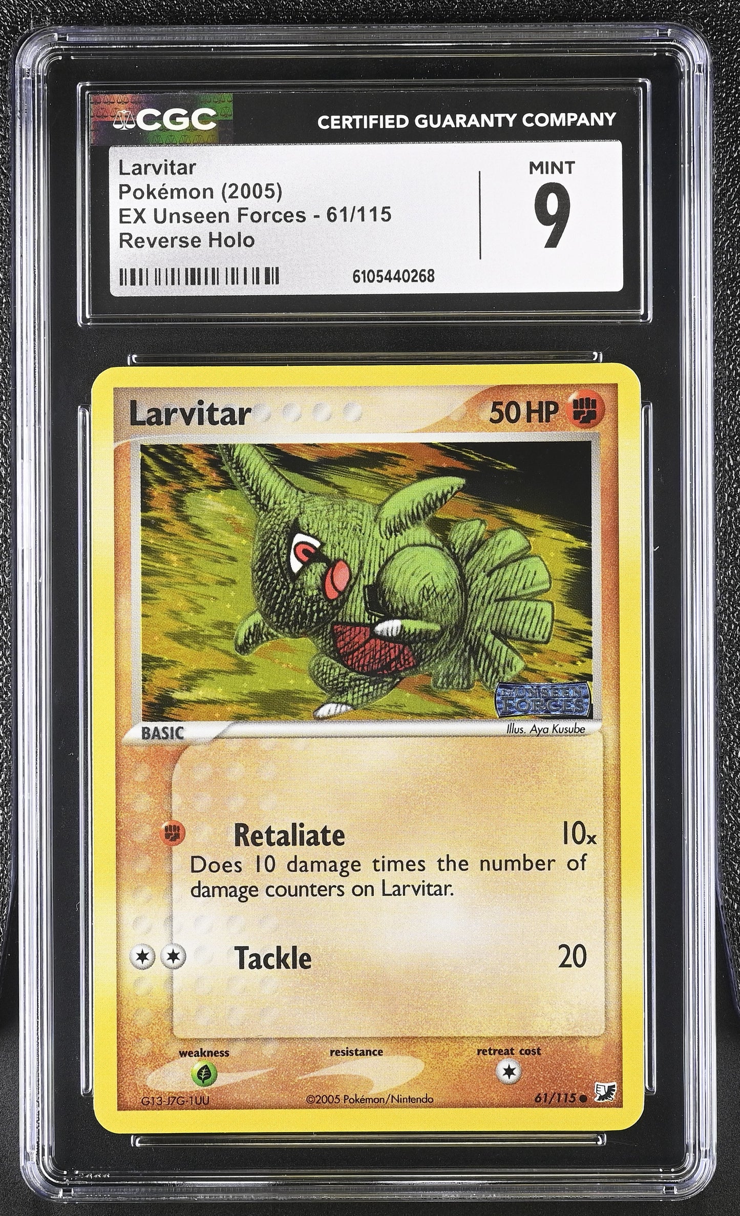 Larvitar 61/115 Reverse Holo EX Unseen Forces Pokemon CGC 9 Mint