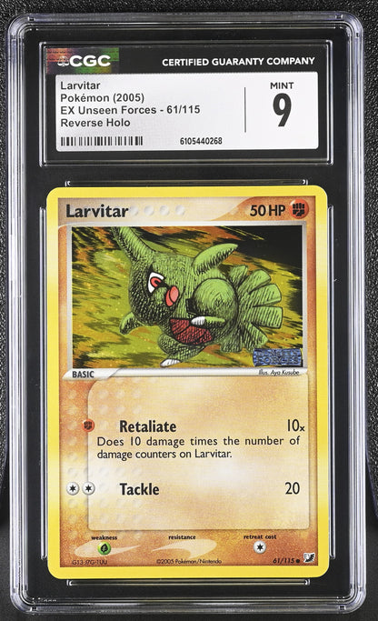 Larvitar 61/115 Reverse Holo EX Unseen Forces Pokemon CGC 9 Mint