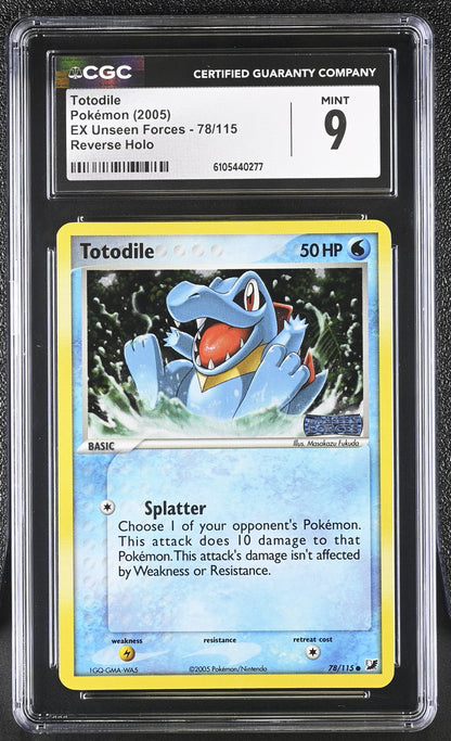Totodile 78/115 Reverse Holo EX Unseen Forces Pokemon CGC 9 Mint