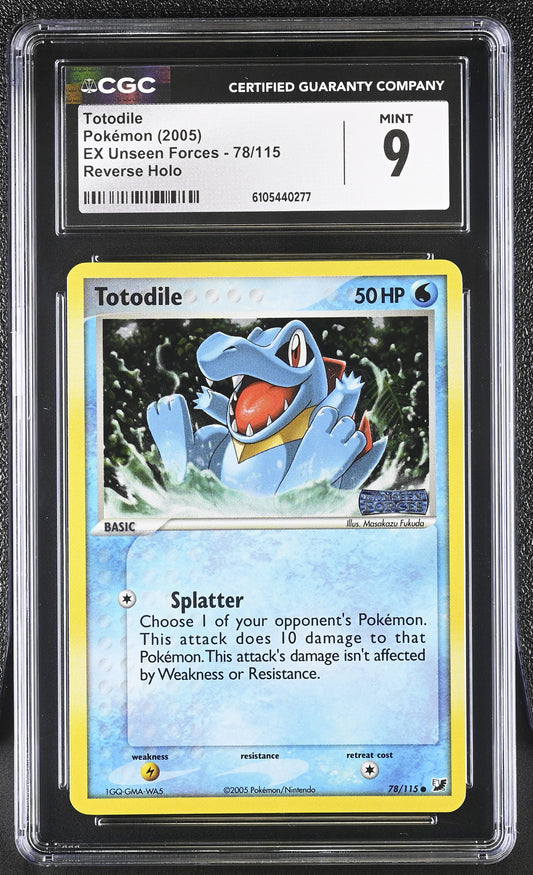 Totodile 78/115 Reverse Holo EX Unseen Forces Pokemon CGC 9 Mint