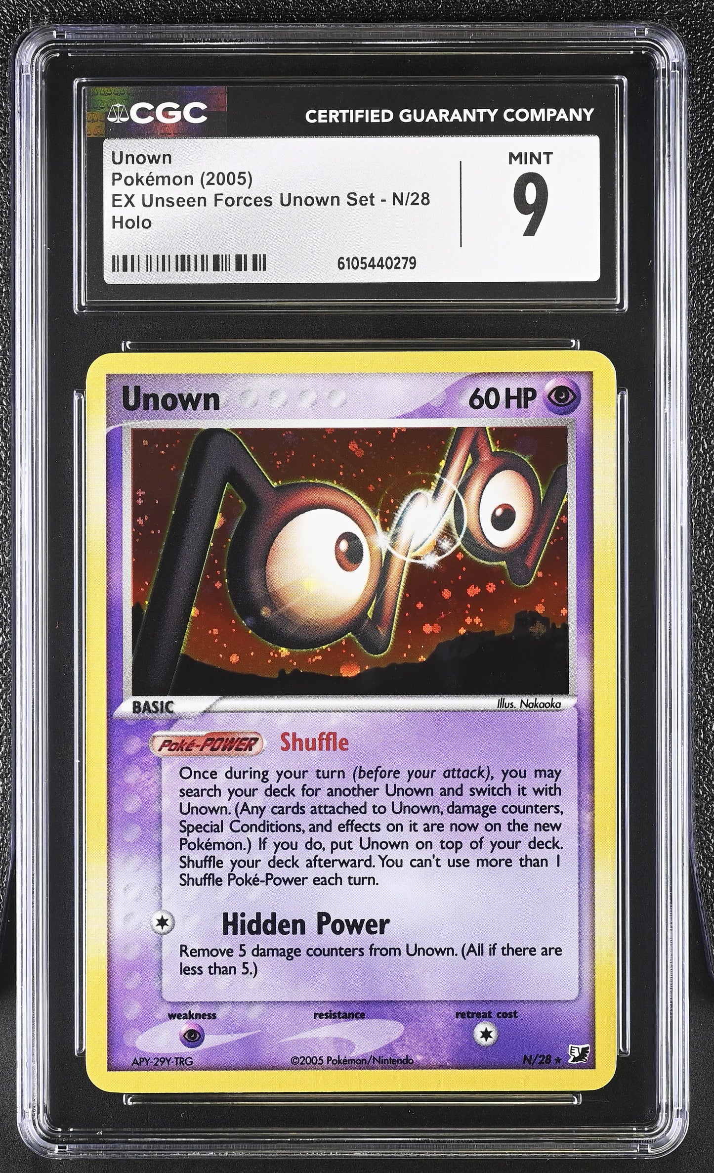 Unown N/28 Holo EX Unseen Forces Unown Set Pokemon CGC 9 Mint