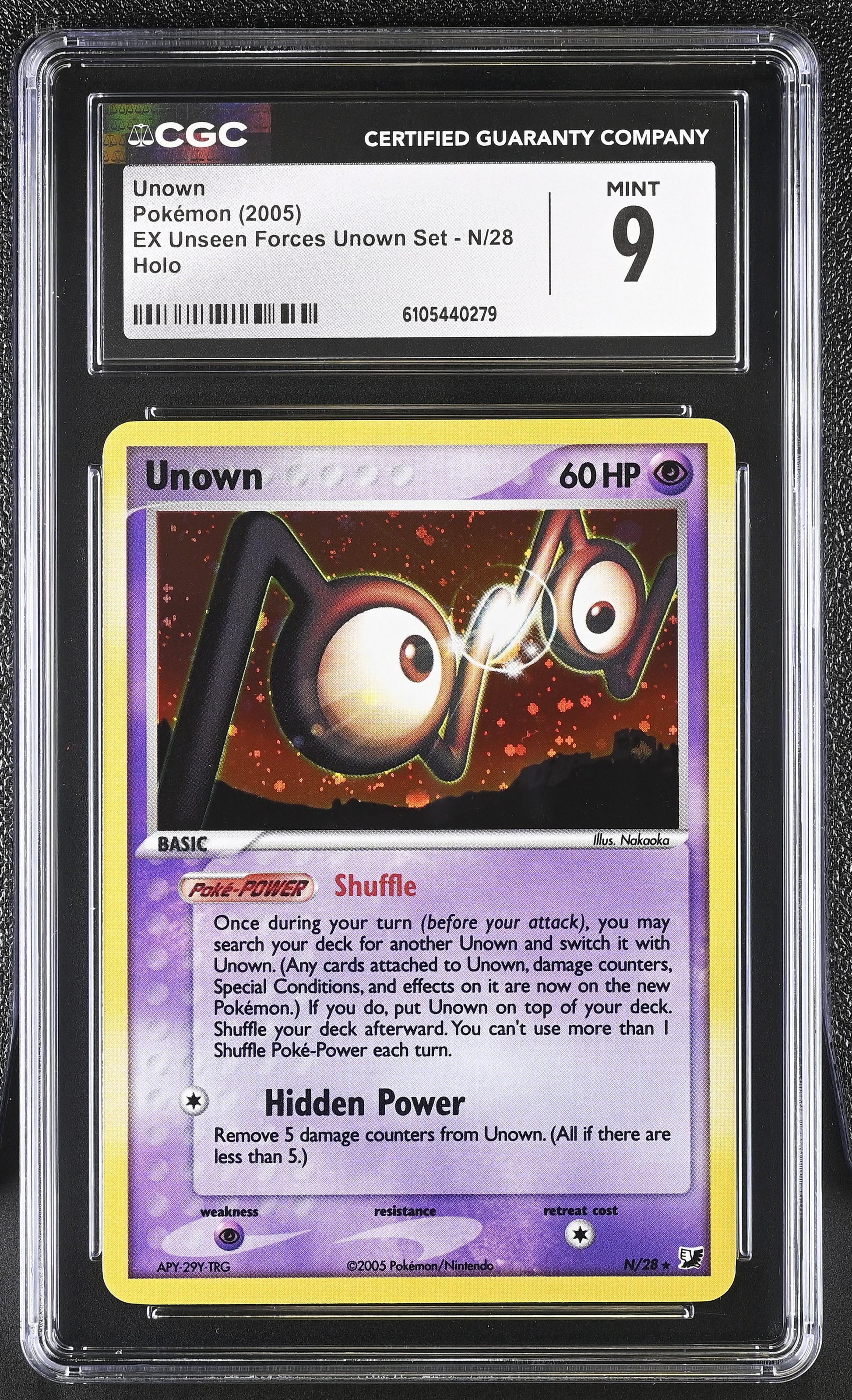 Unown N/28 Holo EX Unseen Forces Unown Set Pokemon CGC 9 Mint