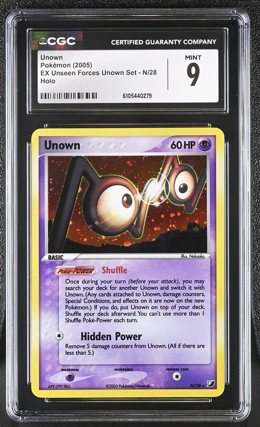 Unown N/28 Holo EX Unseen Forces Unown Set Pokemon CGC 9 Mint