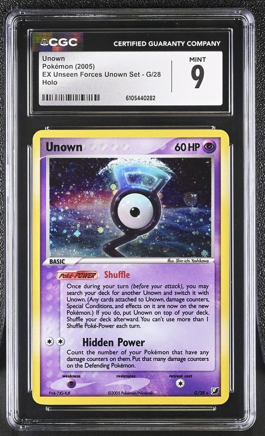 Unown G/28 Holo EX Unseen Forces Unown Set Pokemon CGC 9 Mint