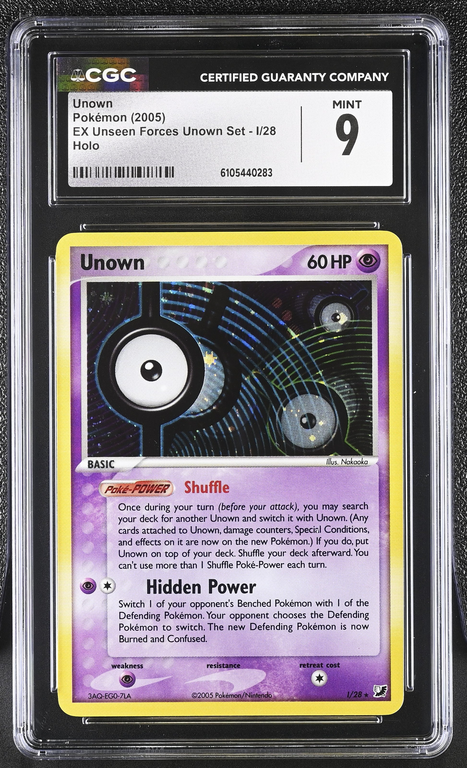 Unown I/28 Holo EX Unseen Forces Unown Set Pokemon CGC 9 Mint