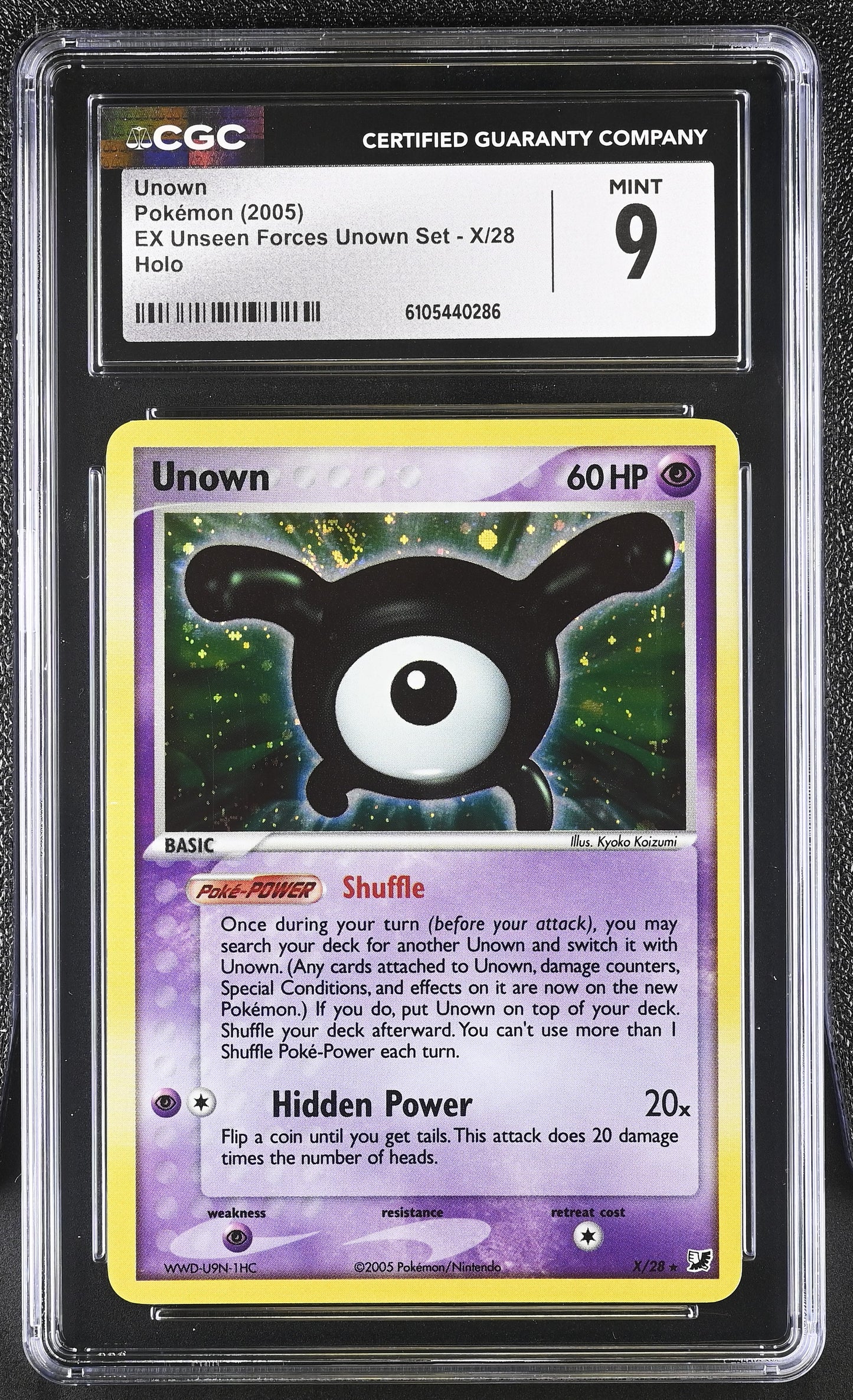 Unown X/28 Holo EX Unseen Forces Unown Set Pokemon CGC 9 Mint