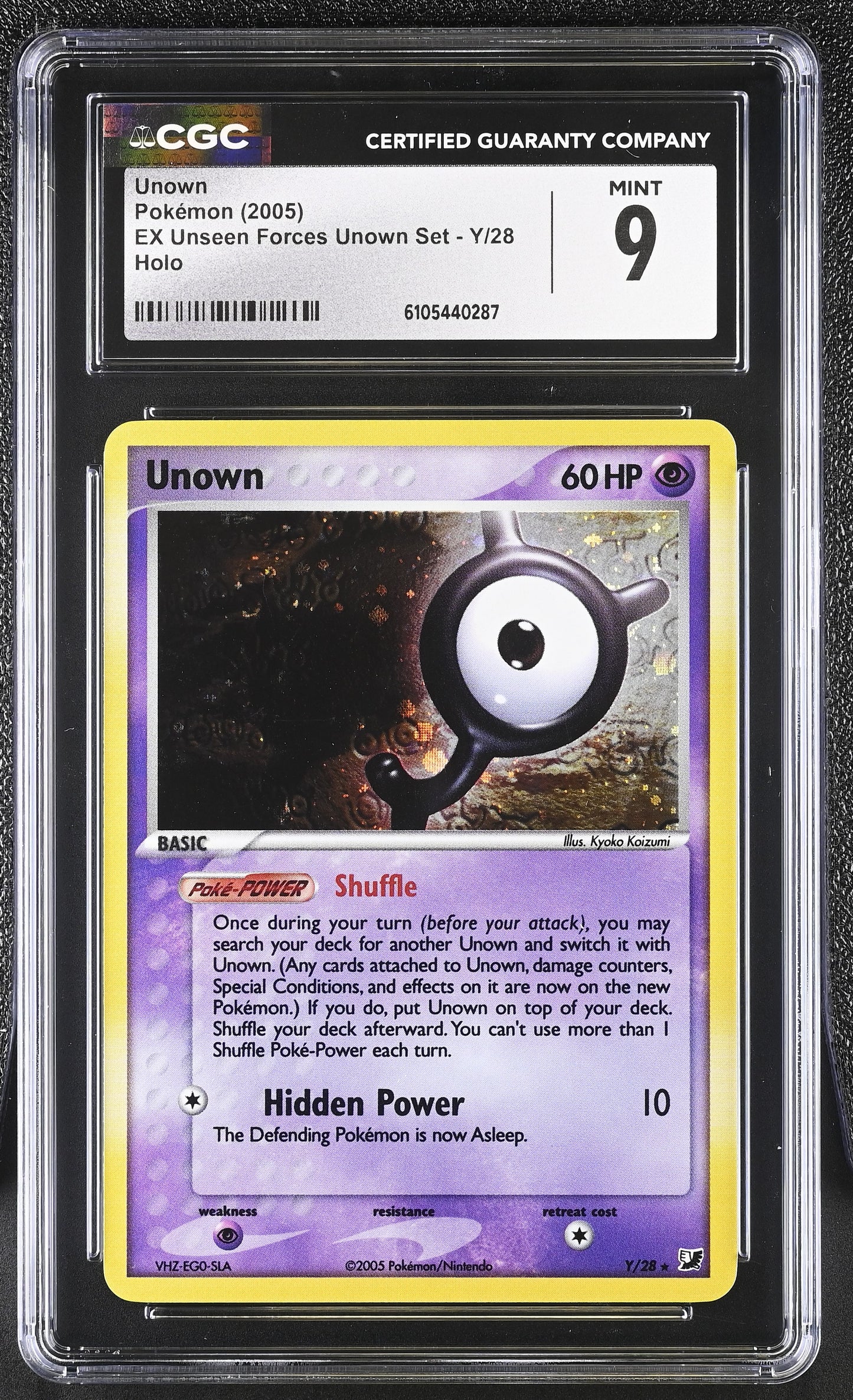 Unown Y/28 Holo EX Unseen Forces Unown Set Pokemon CGC 9 Mint