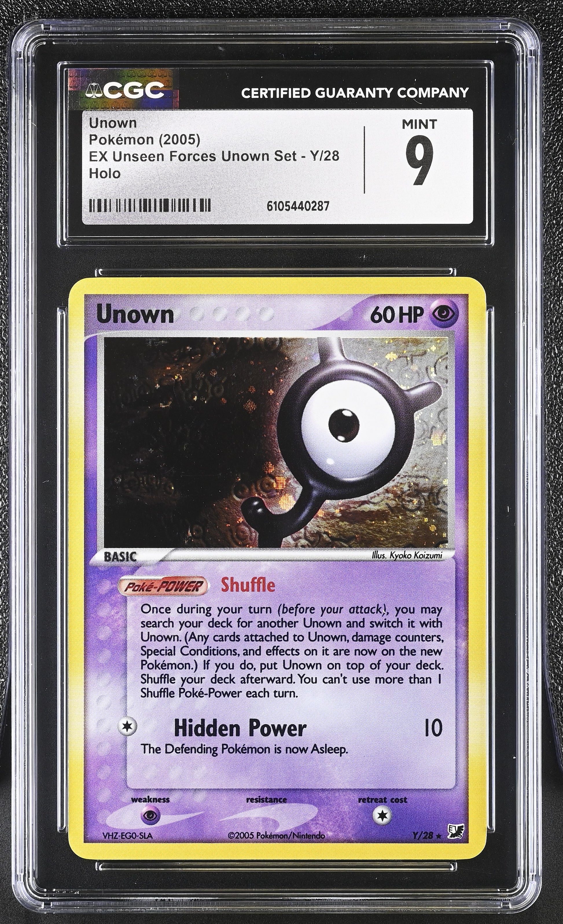Unown Y/28 Holo EX Unseen Forces Unown Set Pokemon CGC 9 Mint