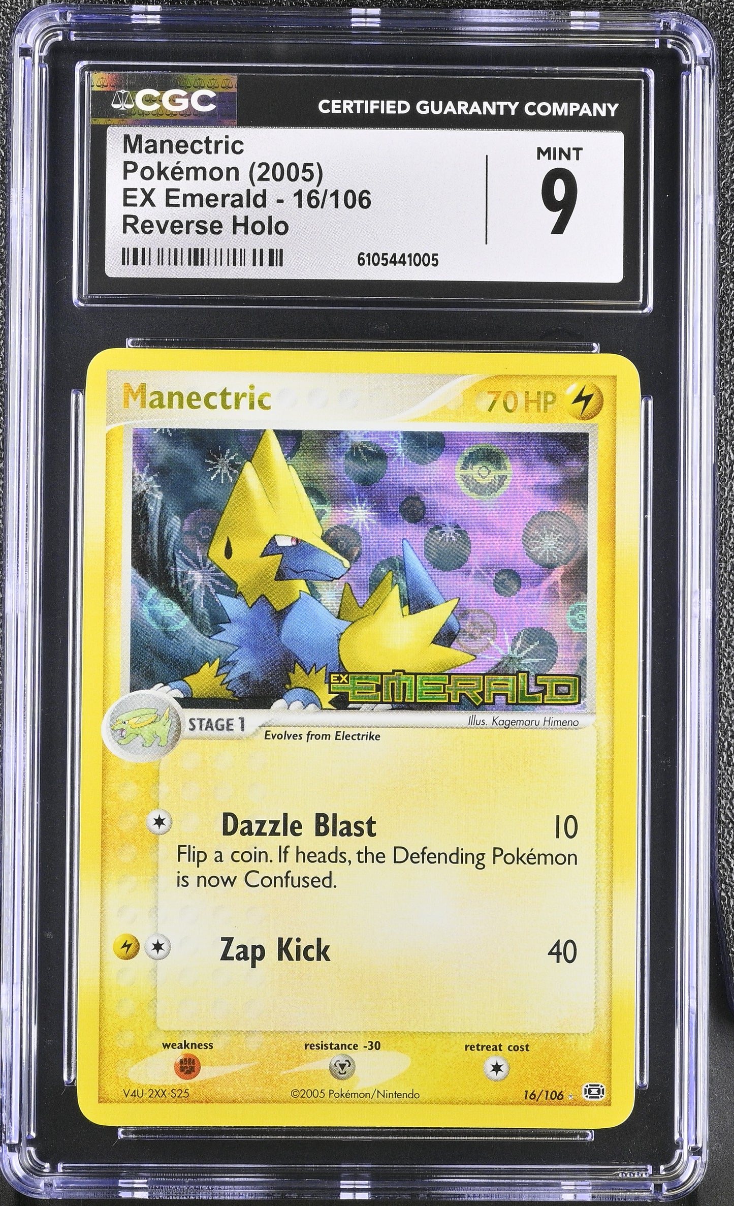 Manectric 16/106 Reverse Holo EX Emerald Pokemon CGC 9 Mint