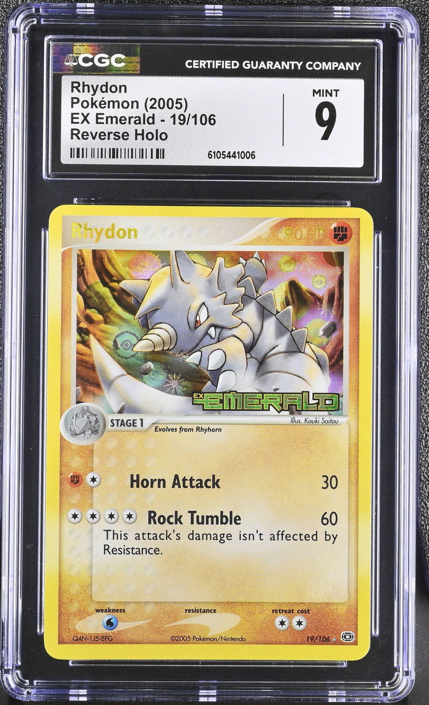 Rhydon 19/106 Reverse Holo EX Emerald Pokemon CGC 9 Mint