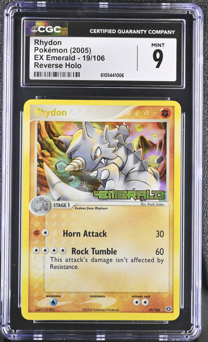Rhydon 19/106 Reverse Holo EX Emerald Pokemon CGC 9 Mint