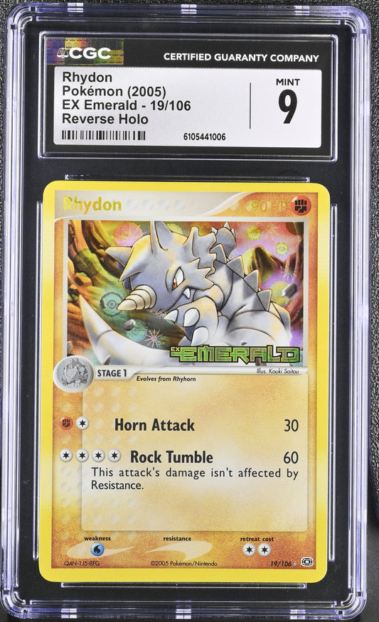Rhydon 19/106 Reverse Holo EX Emerald Pokemon CGC 9 Mint