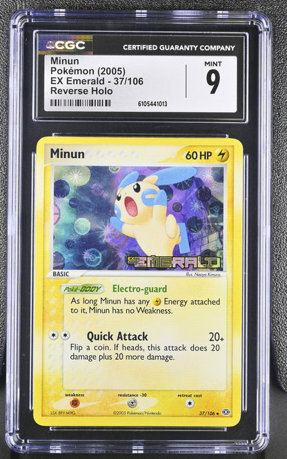 Minun 37/106 Reverse Holo EX Emerald Pokemon CGC 9 Mint