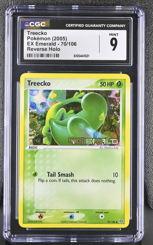 Treecko 70/106 Reverse Holo EX Emerald Pokemon CGC 9 Mint