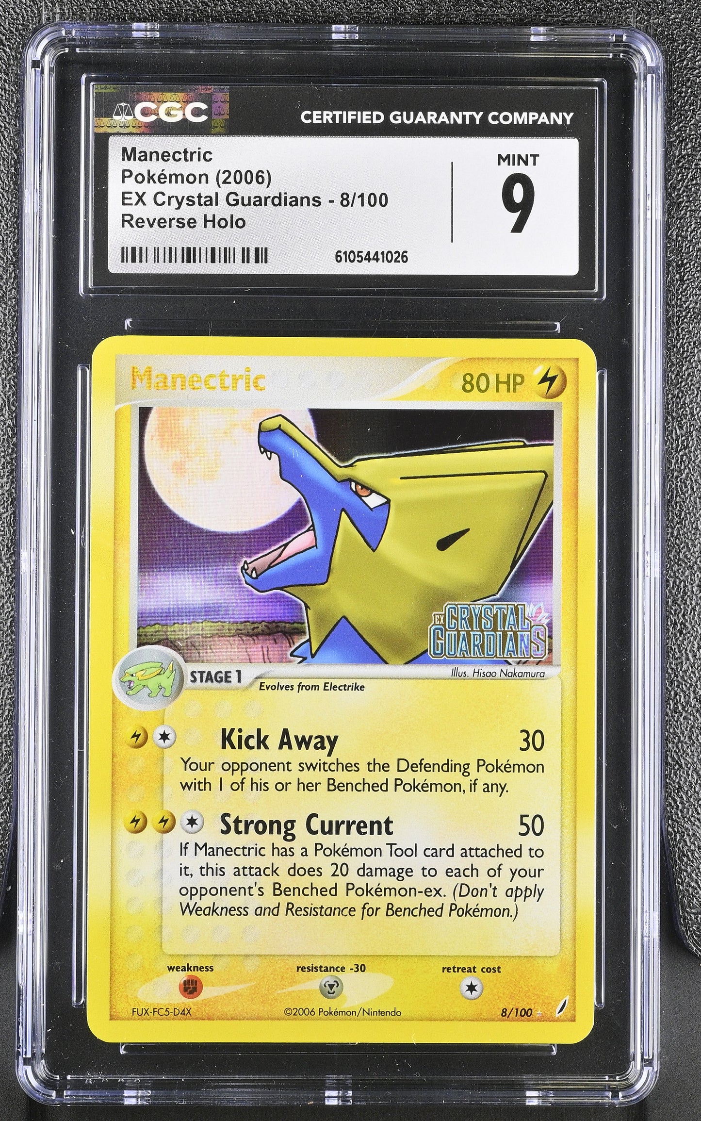 Manectric 8/100 Reverse Holo EX Crystal Guardians Pokemon CGC 9 Mint
