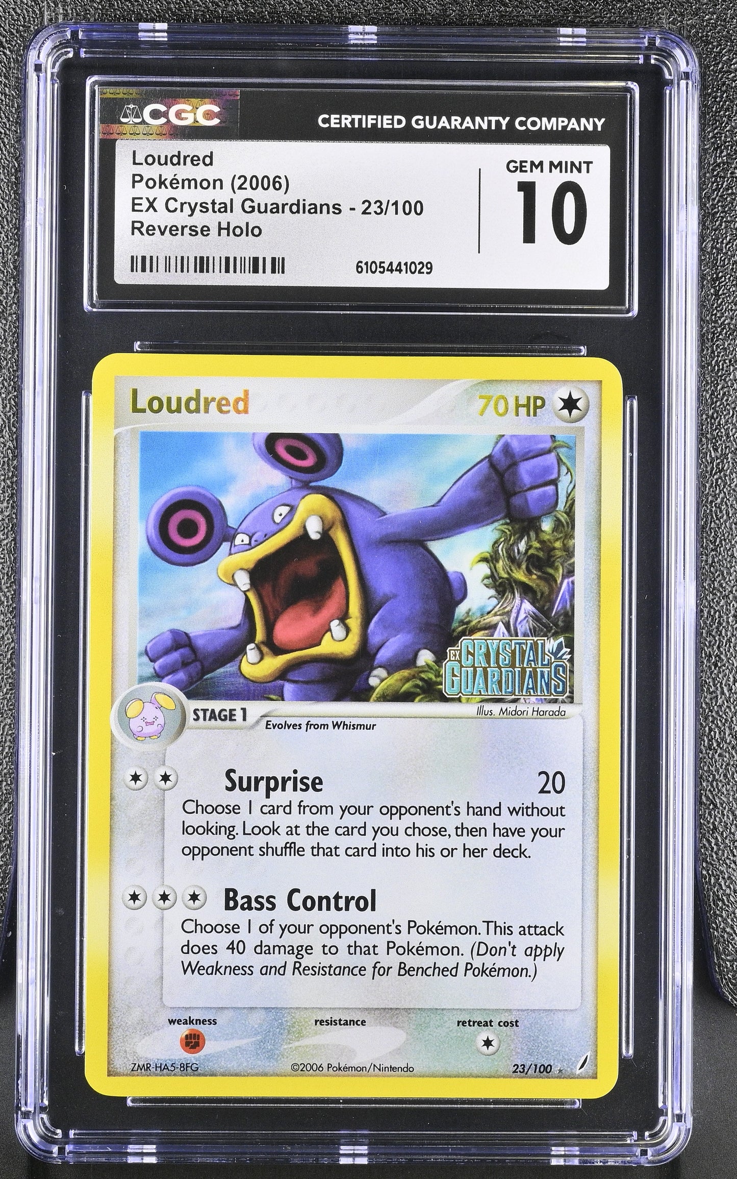 Loudred 23/100 Reverse Holo EX Crystal Guardians Pokemon CGC 10 Gem Mint