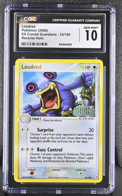 Loudred 23/100 Reverse Holo EX Crystal Guardians Pokemon CGC 10 Gem Mint