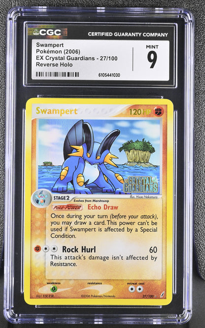 Swampert 27/100 Reverse Holo EX Crystal Guardians Pokemon CGC 9 Mint
