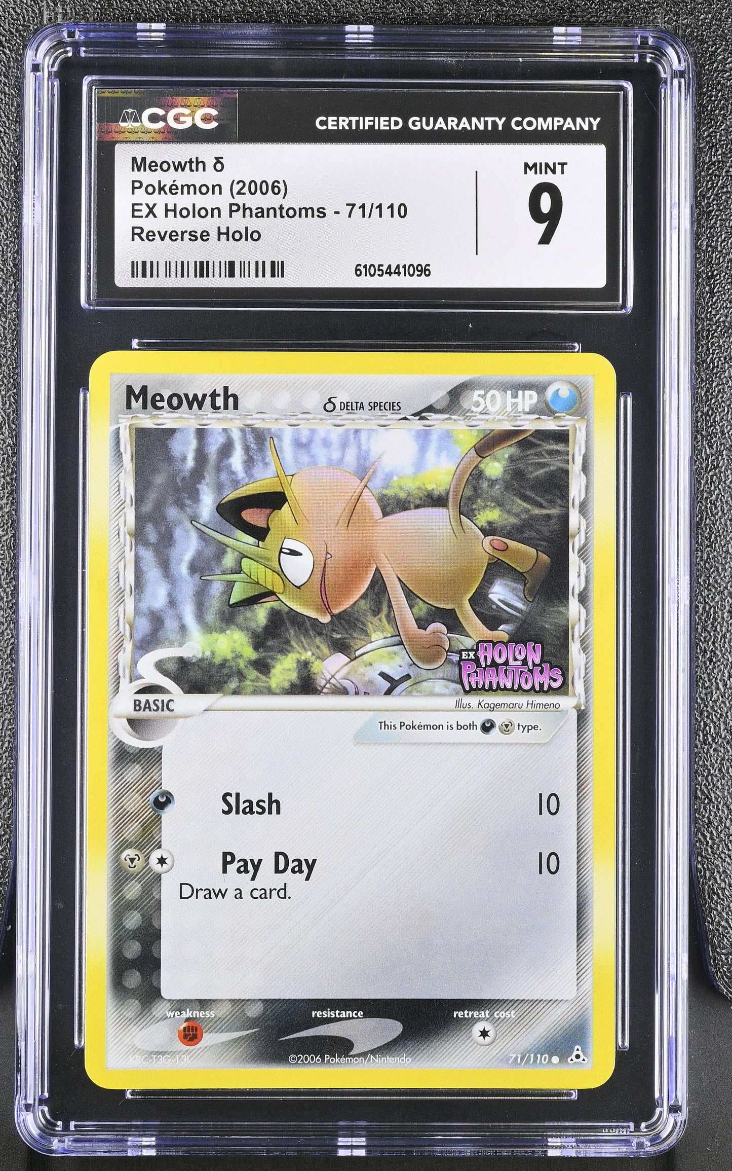 Meowth  71/110 Reverse Holo EX Holon Phantoms Pokemon CGC 9 Mint