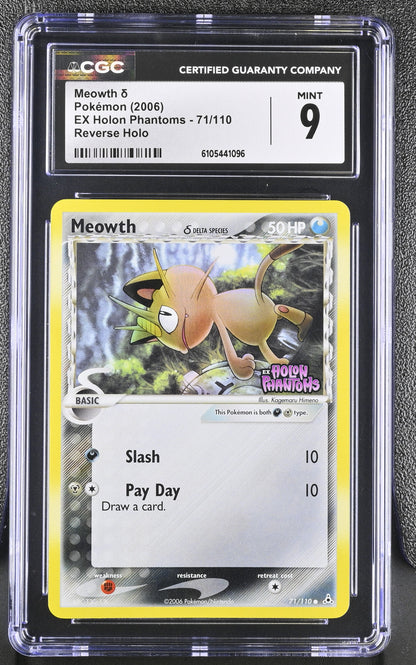 Meowth  71/110 Reverse Holo EX Holon Phantoms Pokemon CGC 9 Mint