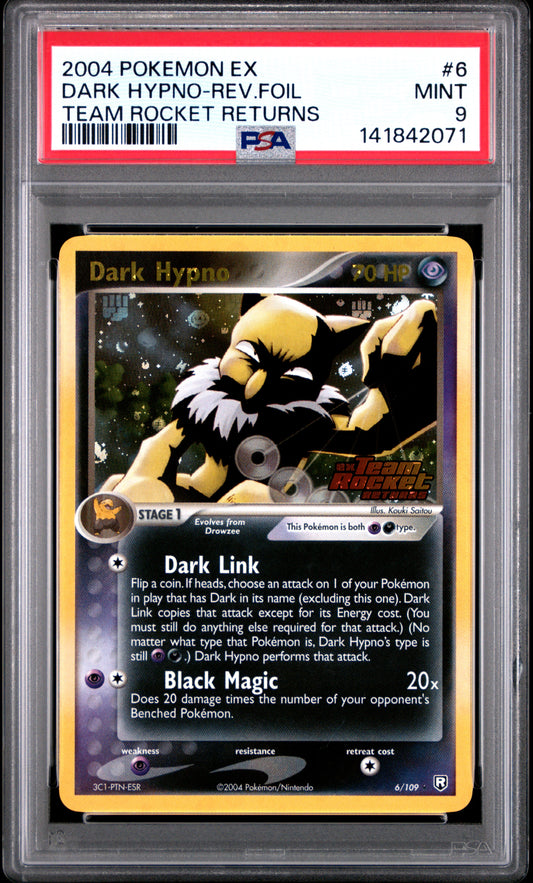 Dark Hypno Reverse Holo 6/109 Team Rocket Returns Pokemon PSA 9