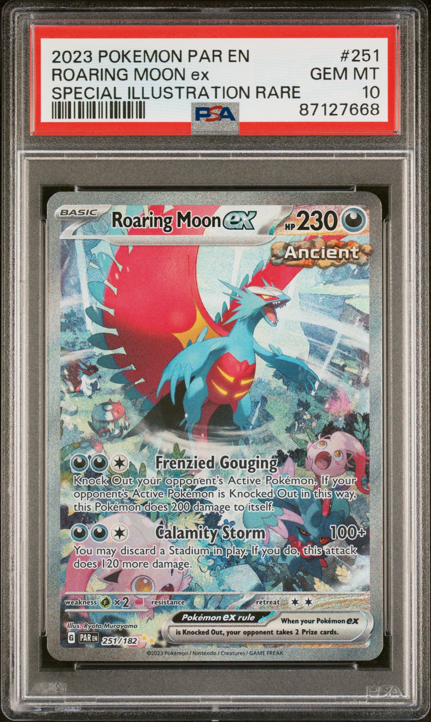 Roaring Moon EX 251/182 Special Illustration Rare Pokemon PSA 10