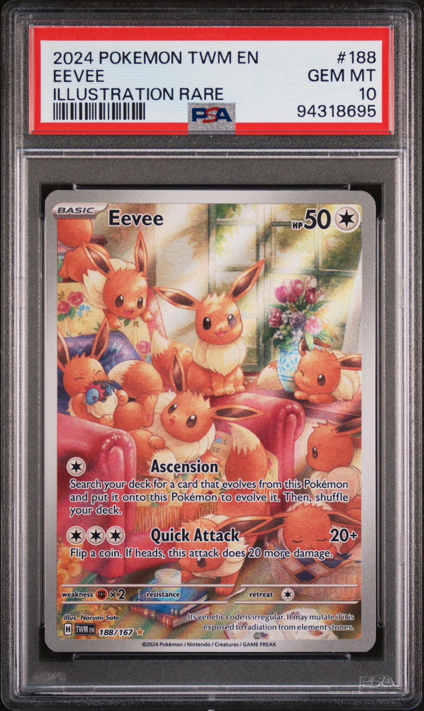 Eevee 188/167 Illustration Rare Twm En-twilight Masquerade Pokemon PSA 10
