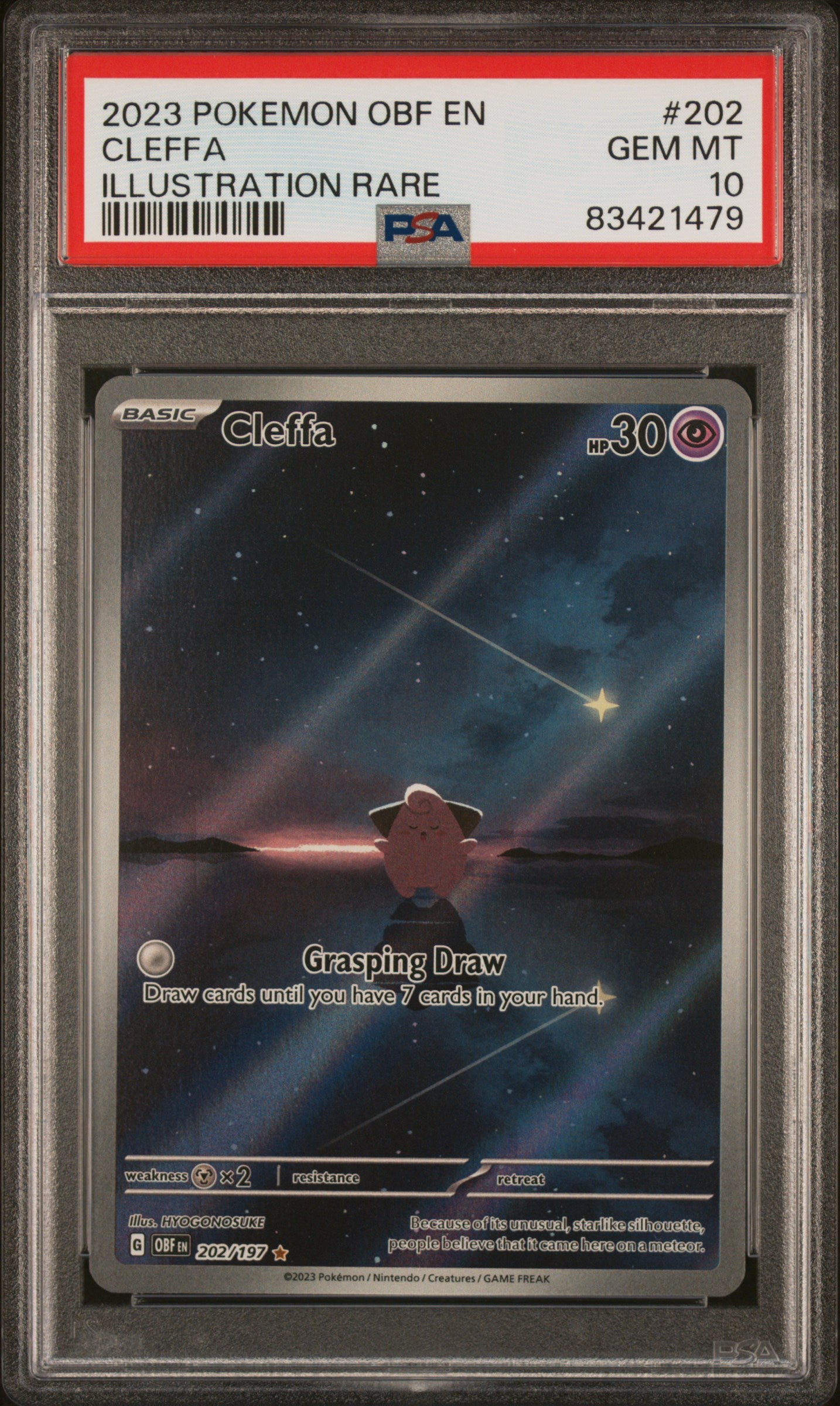 Cleffa 202/197 Illustration Rare Obf En-obsidian Flames Pokemon PSA 10