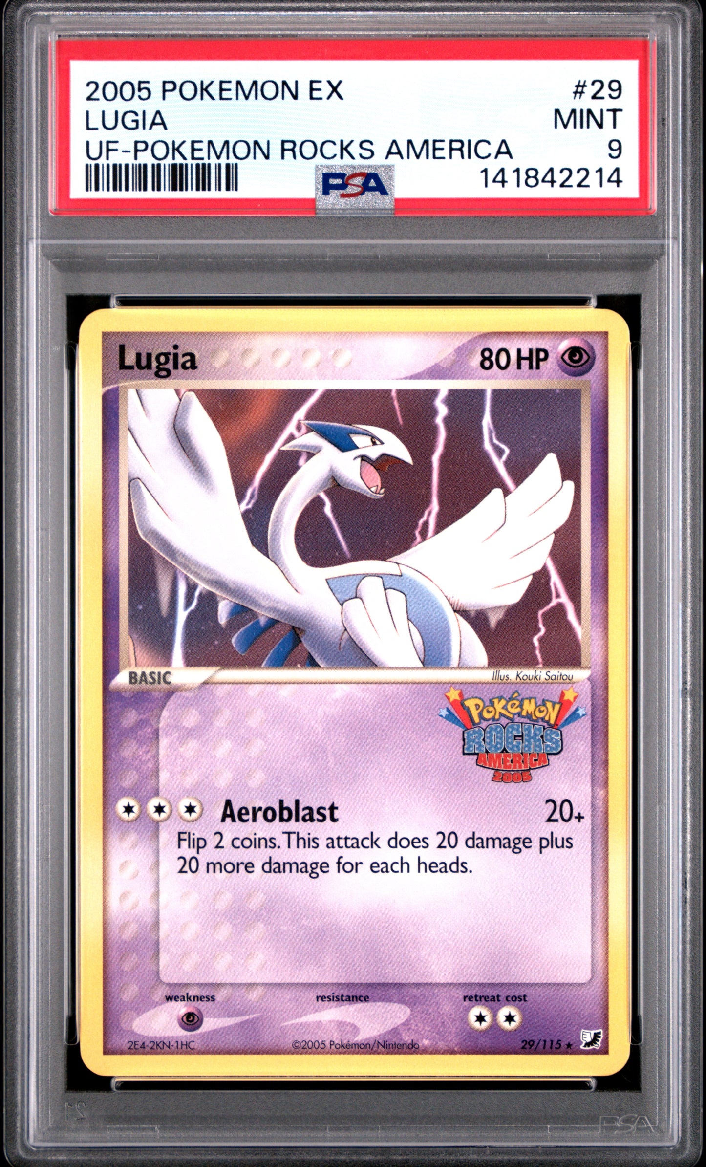 Lugia 29/115 Pokemon Rocks America Unseen Forces Pokemon PSA 9