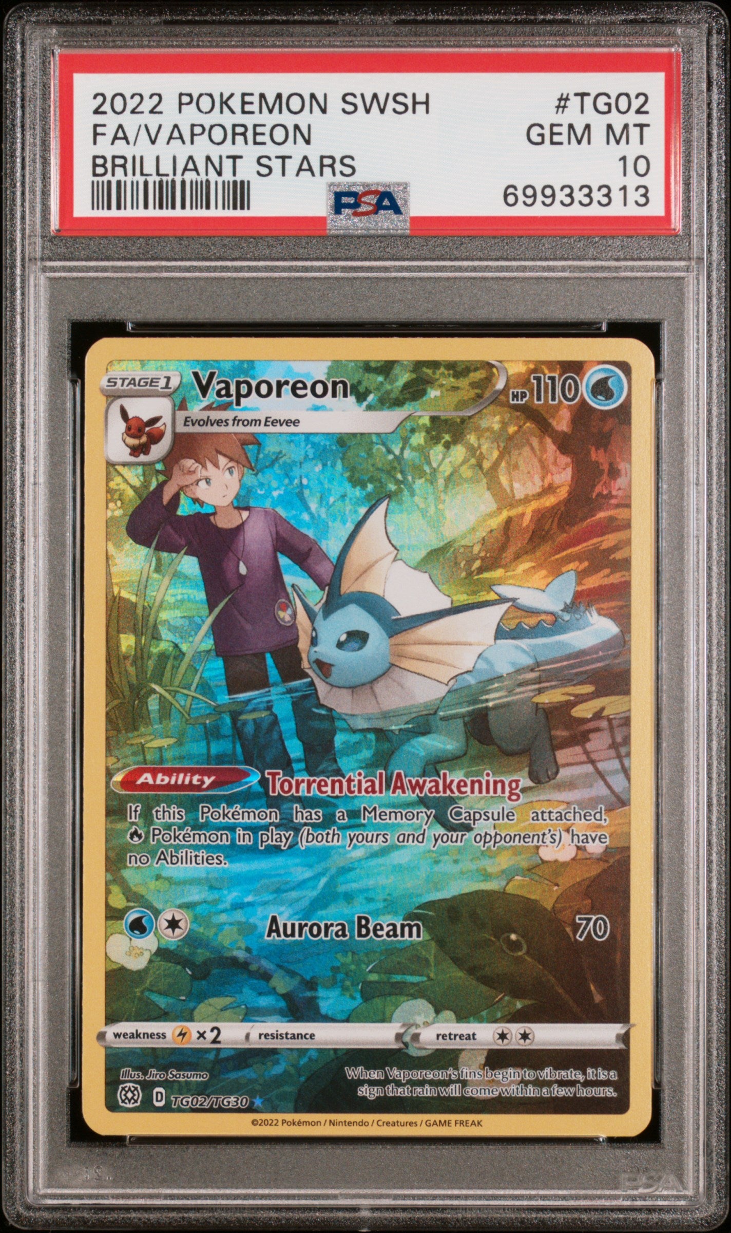 Vaporeon TG02 Brilliant Stars Pokemon PSA 10