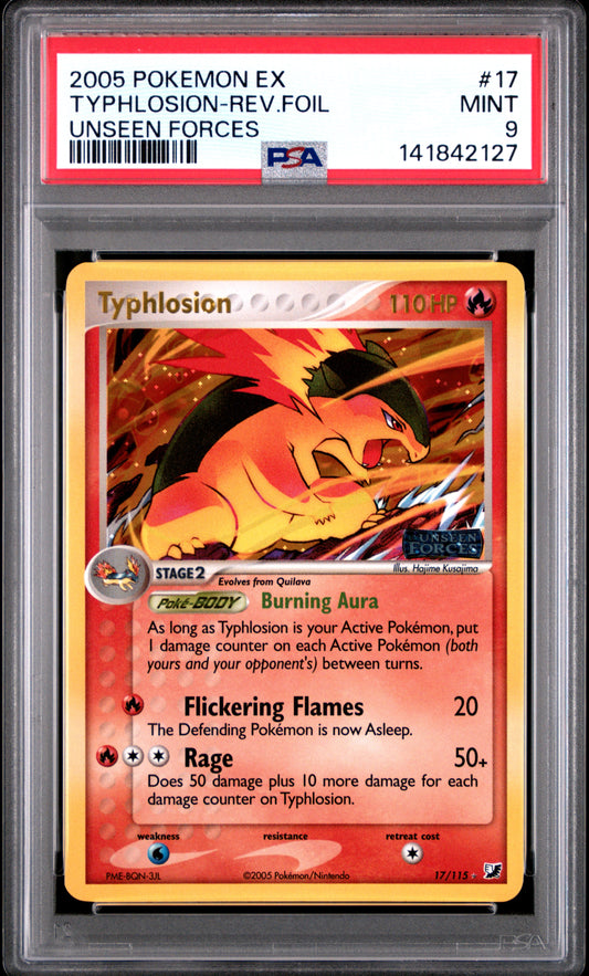 Typhlosion Reverse Holo 17/115 Unseen Forces Pokemon PSA 9