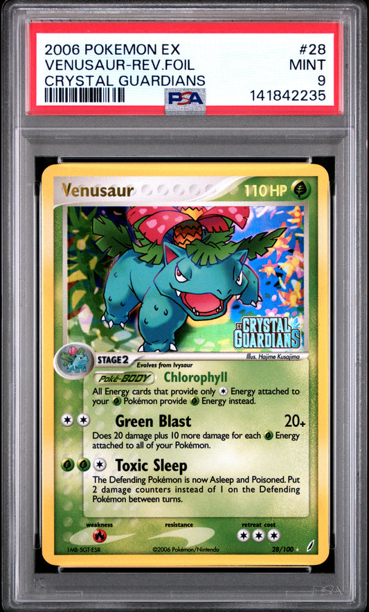 Venusaur Reverse Holo 28/100 Crystal Guardians Pokemon PSA 9
