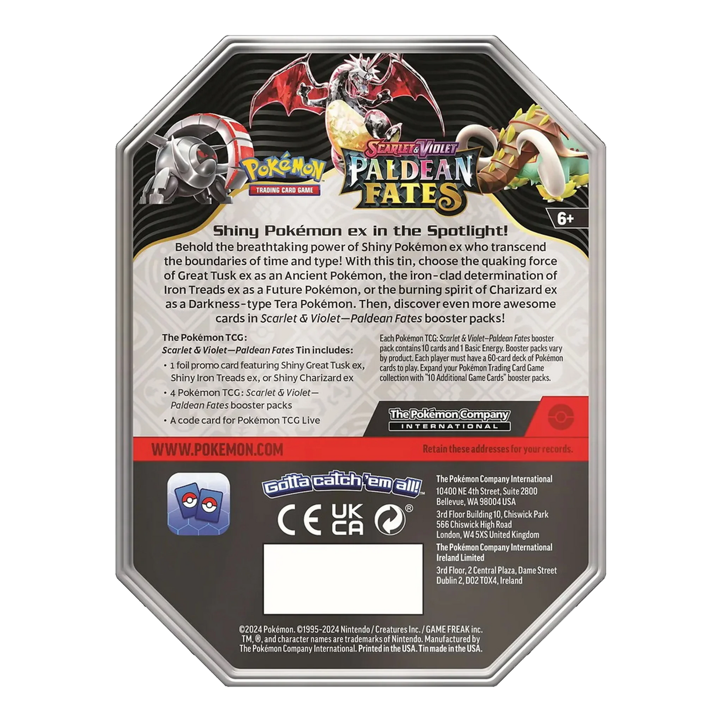 Pokemon S&V Paldean Fates SV4.5 Sealed Tins - Charizard