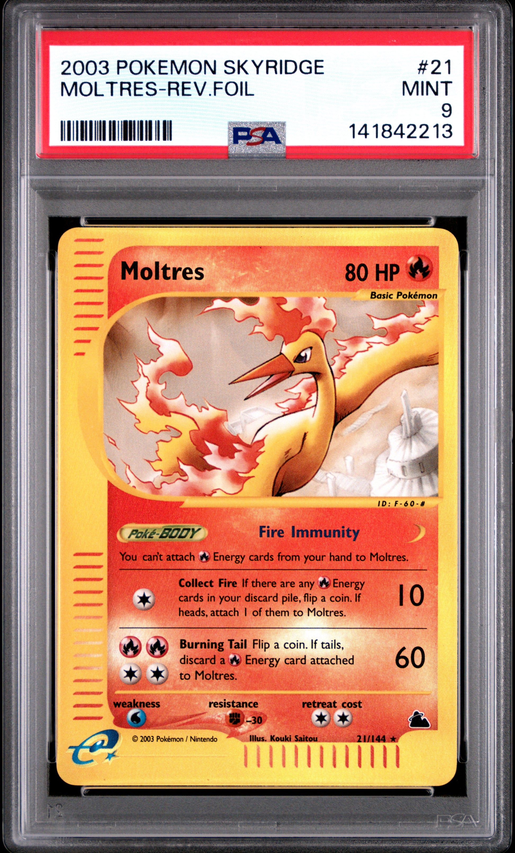 Moltres Reverse Holo 21/144 Skyridge Pokemon PSA 9