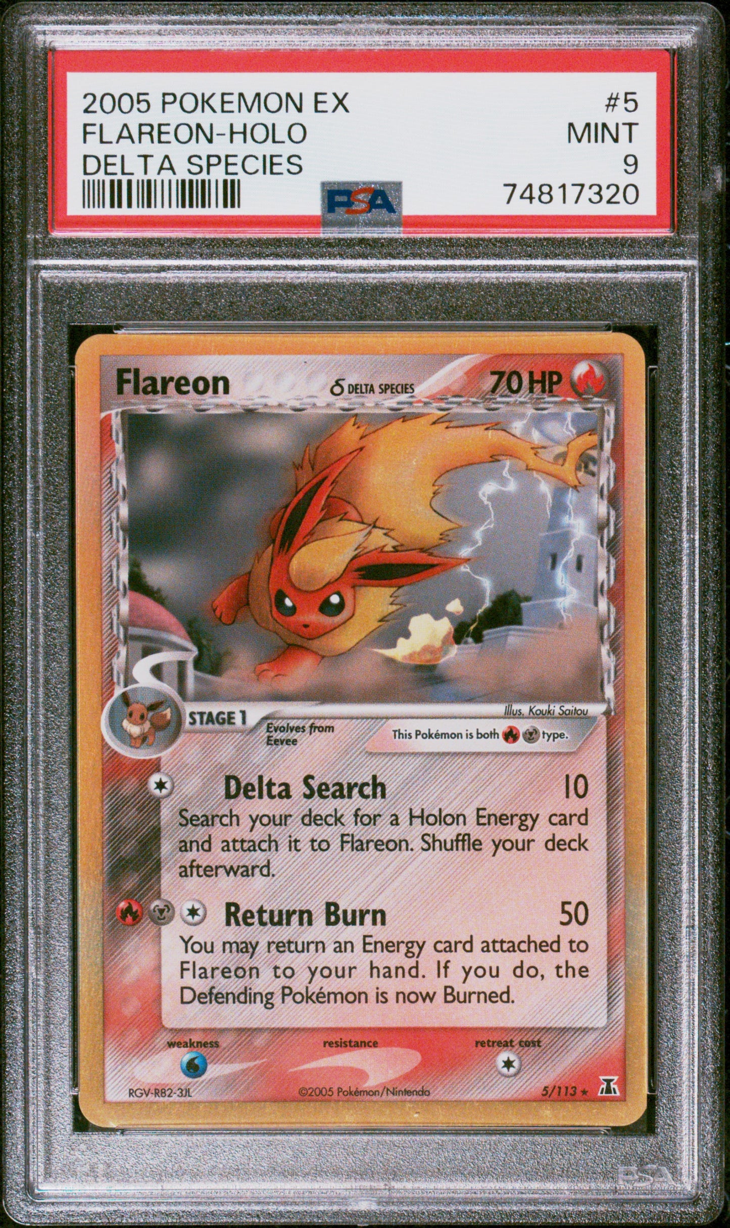 Flareon Holo 5/113 Delta Species Pokemon PSA 9
