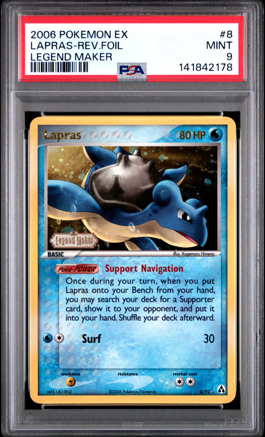 Lapras Reverse Holo 8/92 Legend Maker Pokemon PSA 9
