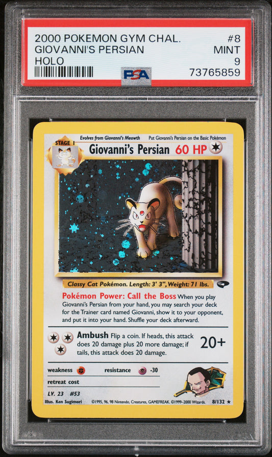 Giovanni's Persian 8/132 Holo Gym Challenge Pokemon PSA 9