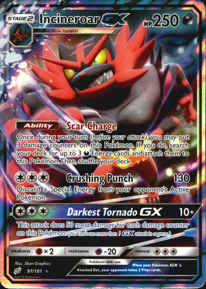 Incineroar GX 97/181 Team Up Holo GX Rare Pokemon Near Mint