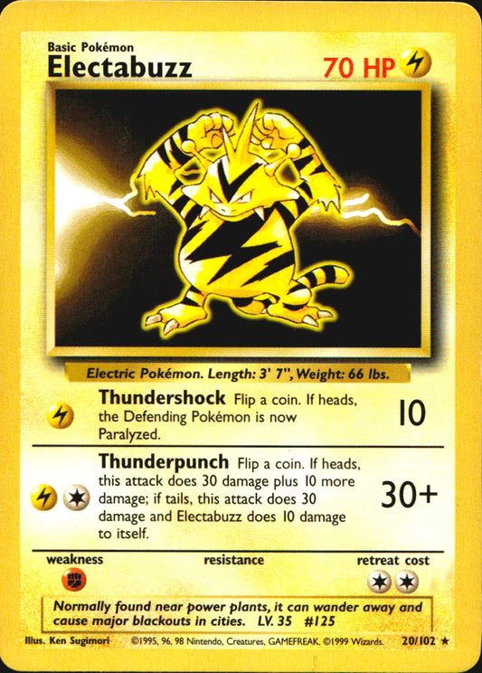 Electabuzz 20/102 Rare Base Set Unlimited Pokemon Lightly Played