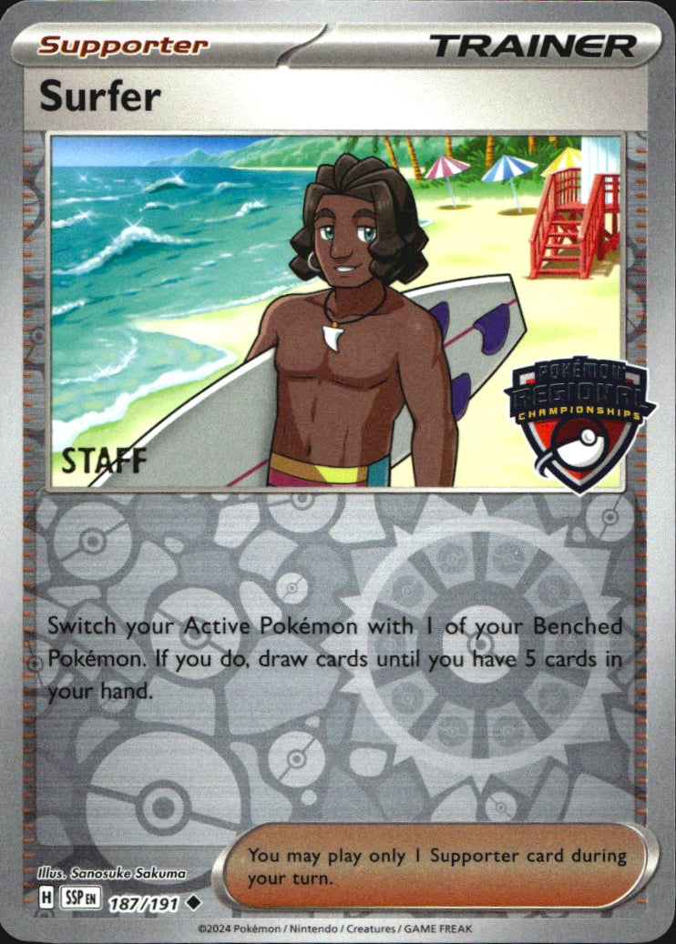 Surfer 187/191 Pokemon Regionals STAFF Surging Sparks Pokemon Near Mint