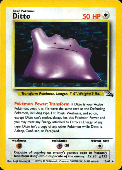 Ditto 3/62 Holo Rare Fossil Pokemon Lightly Played
