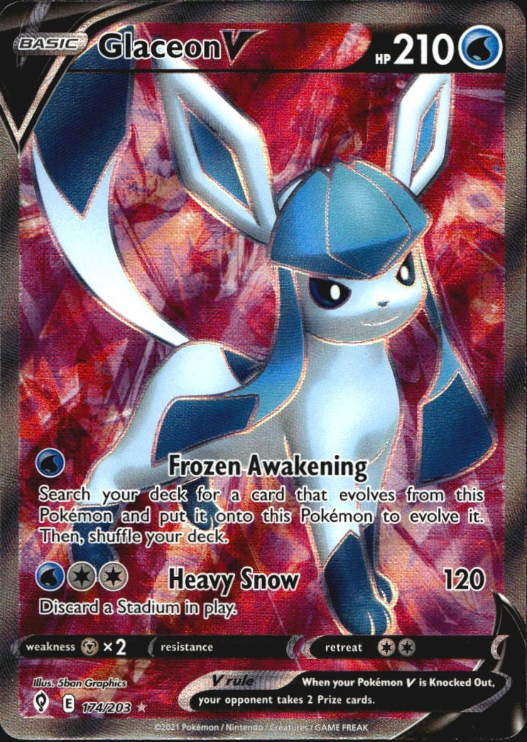 Glaceon V 174/203 Evolving Skies Ultra Rare Pokemon Holo Near Mint