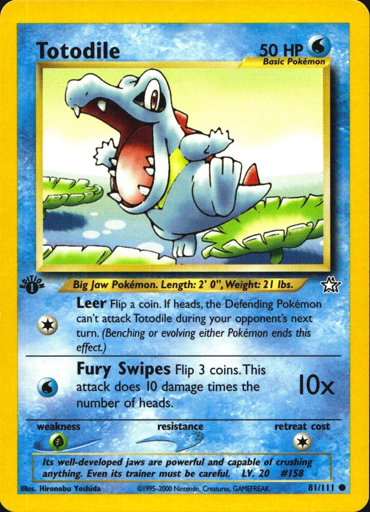 Totodile 81/111 Common Neo Genesis Pokemon 1st Edition Near Mint