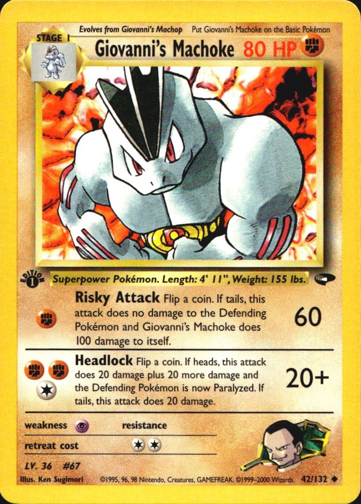 Giovanni's Machoke 42/132 Gym Challenge Uncommon Pokemon 1st Edition Near Mint