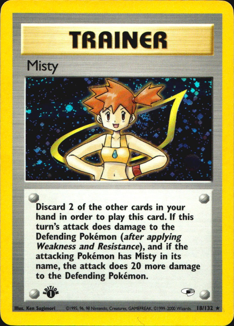 Misty 18/132 Rare Gym Heroes Pokemon 1st Edition Holo Near Mint