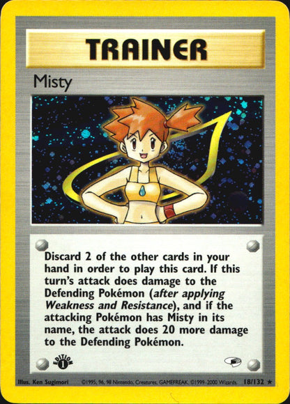 Misty 18/132 Rare Gym Heroes Pokemon 1st Edition Holo Near Mint